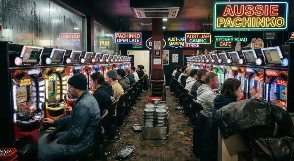 Bounty redemption counter with prize wall at the Brisbane pachinko club