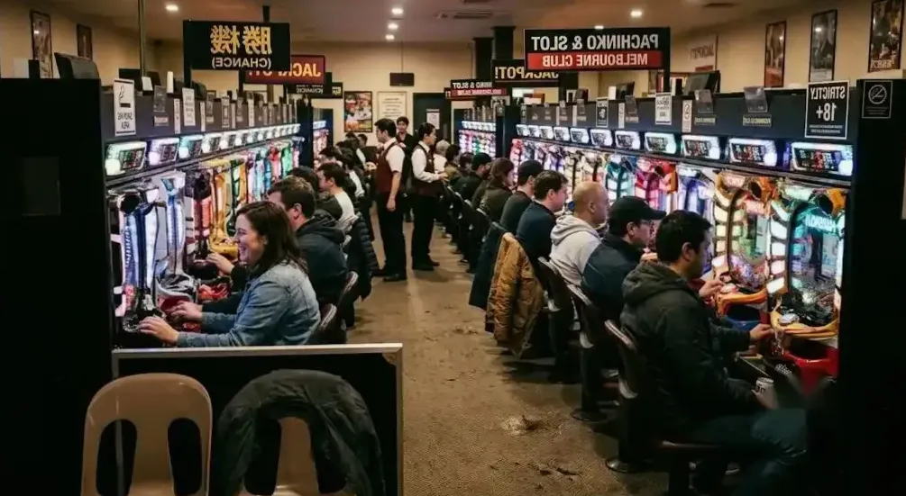 Technician calibrating a pachinko machine