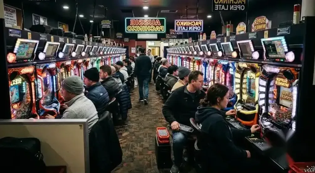 Guest playing a modern pachinko machine at Pachinko Bounty