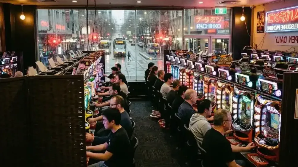 Experienced player adjusting the pachinko dial carefully