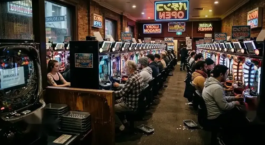Guest playing a modern pachinko machine at Pachinko Bounty