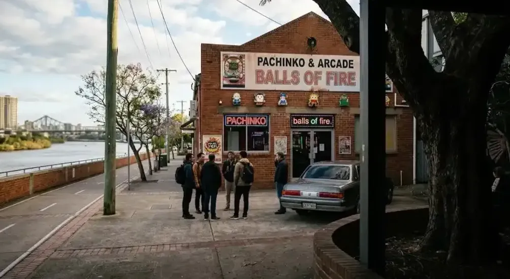 Players on a quiet pachinko row