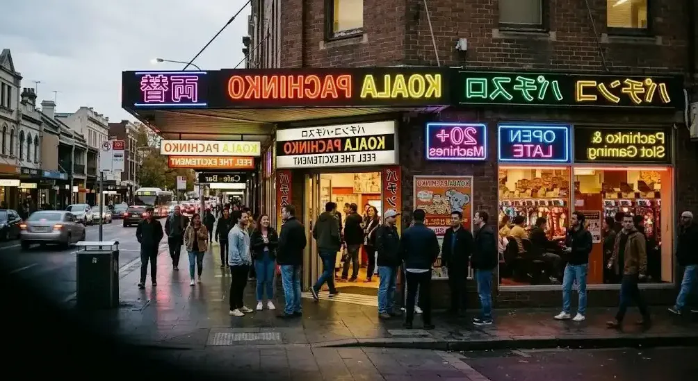 Guest playing a modern pachinko machine at Pachinko Bounty