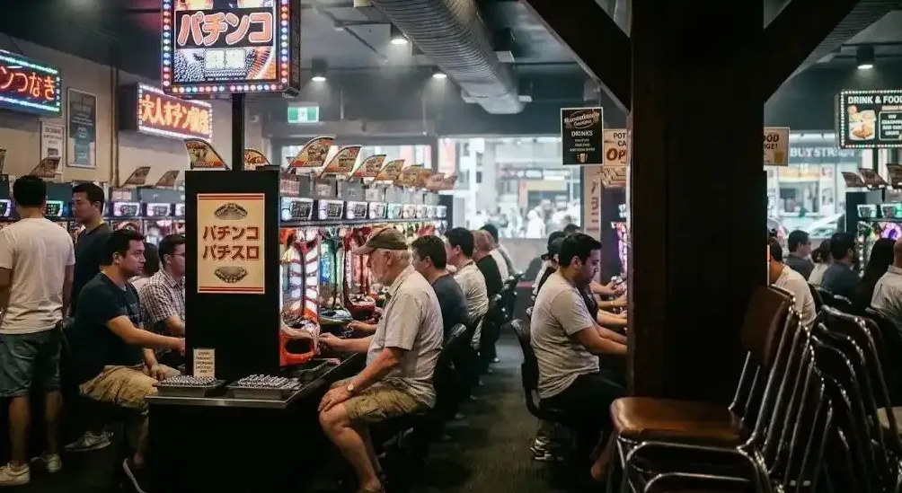 Pachinko machines on the main floor of the Brisbane club